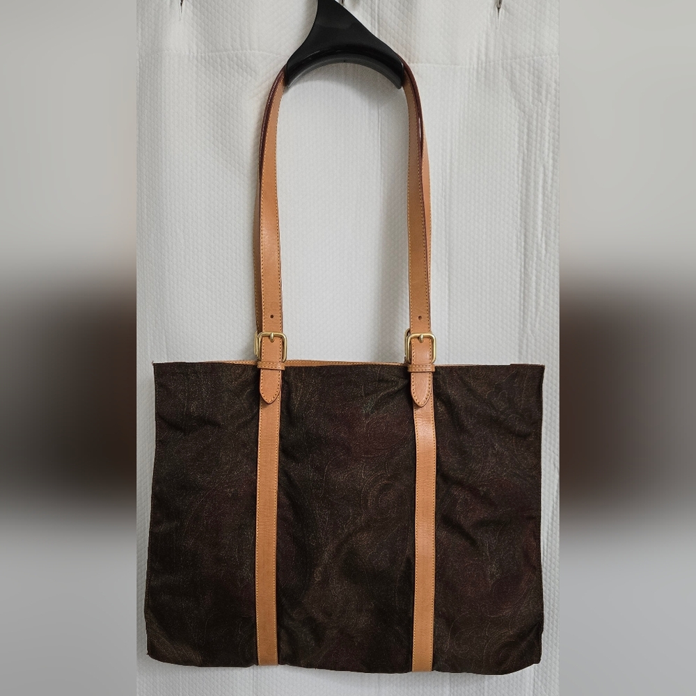 EUC ETRO Tote Paisley with Brown Leather handles - Picture 3 of 8